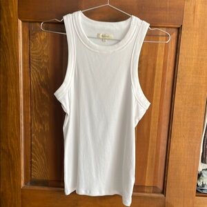 Madewell Supima Ribbed Cutaway Tank in White  - Madewell Ribbed Tank Top